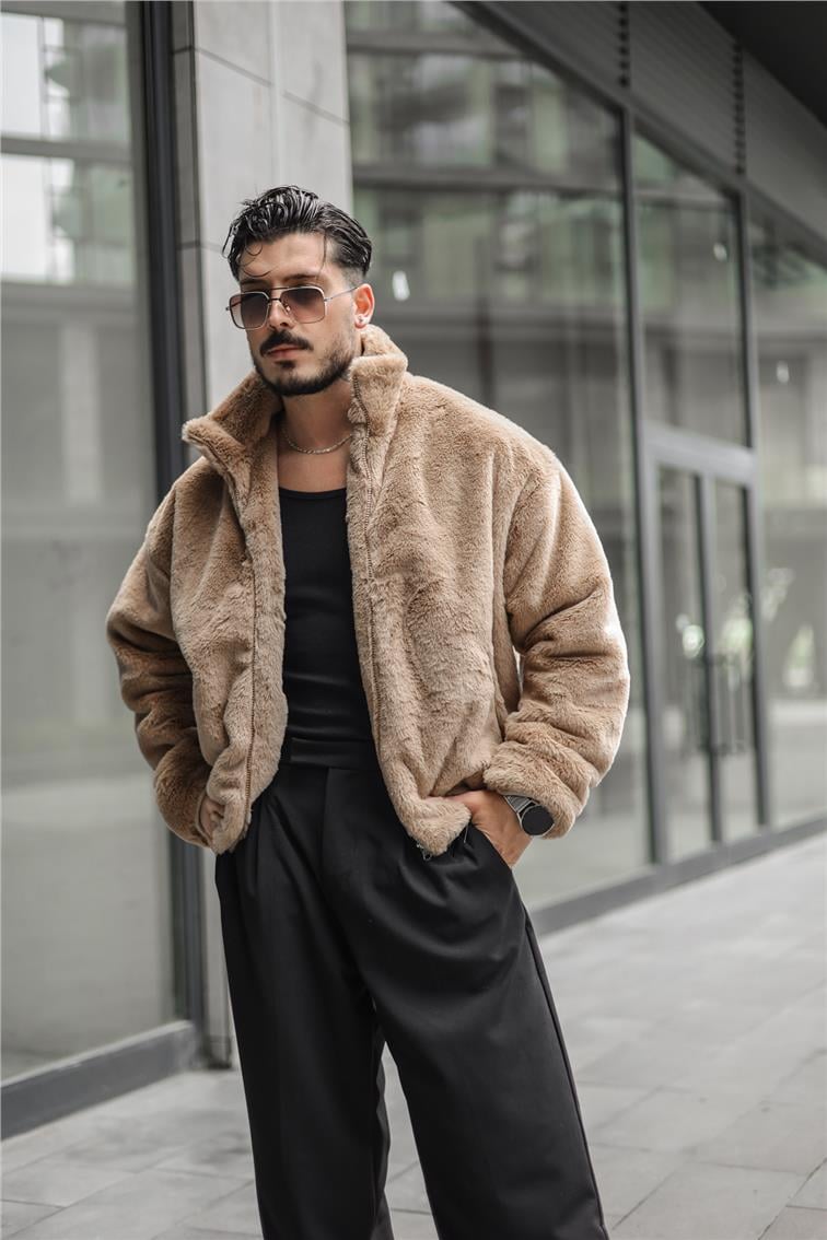 Kürk Oversize Mont Bej