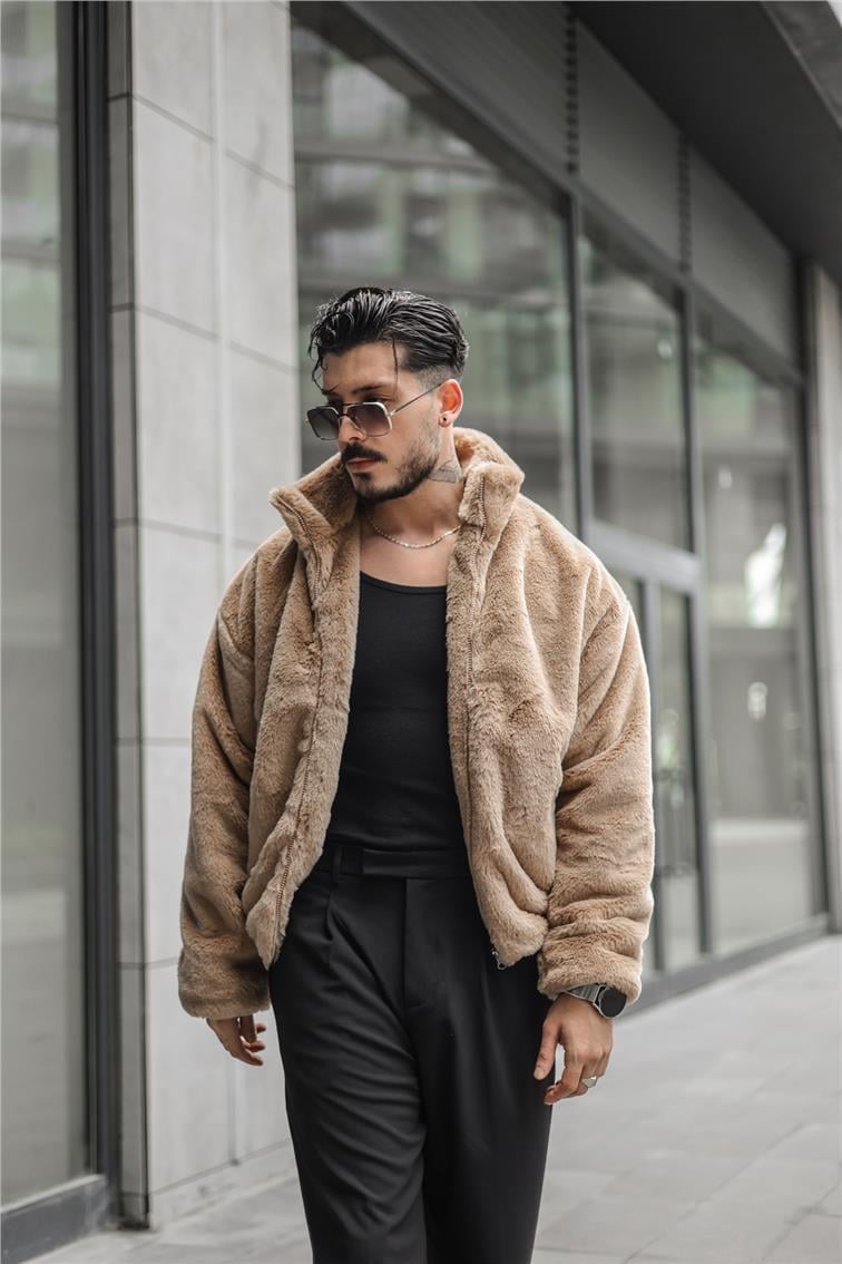 Kürk Oversize Mont Bej