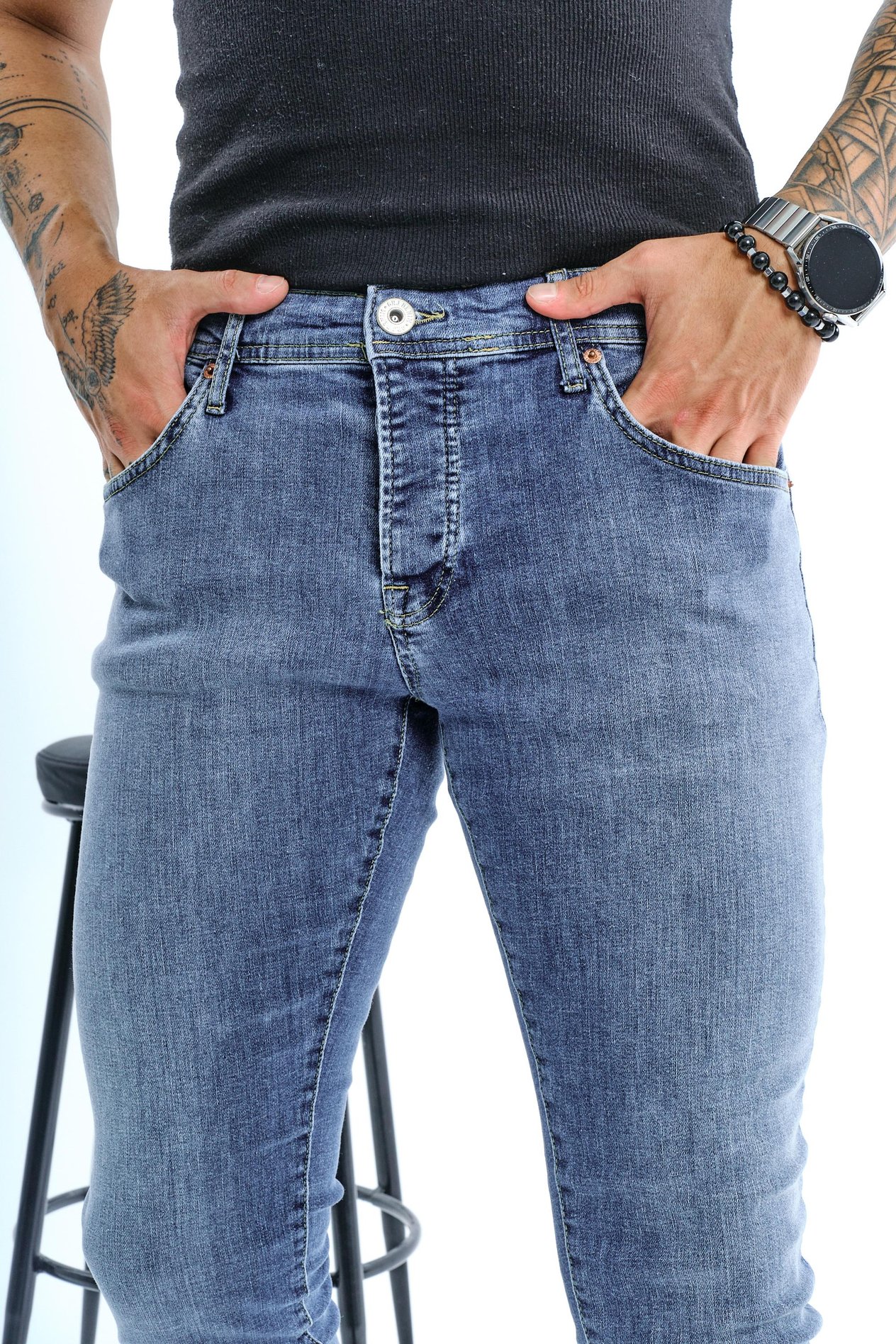 Narrow Skinny Jean Yıkamalı Mavi