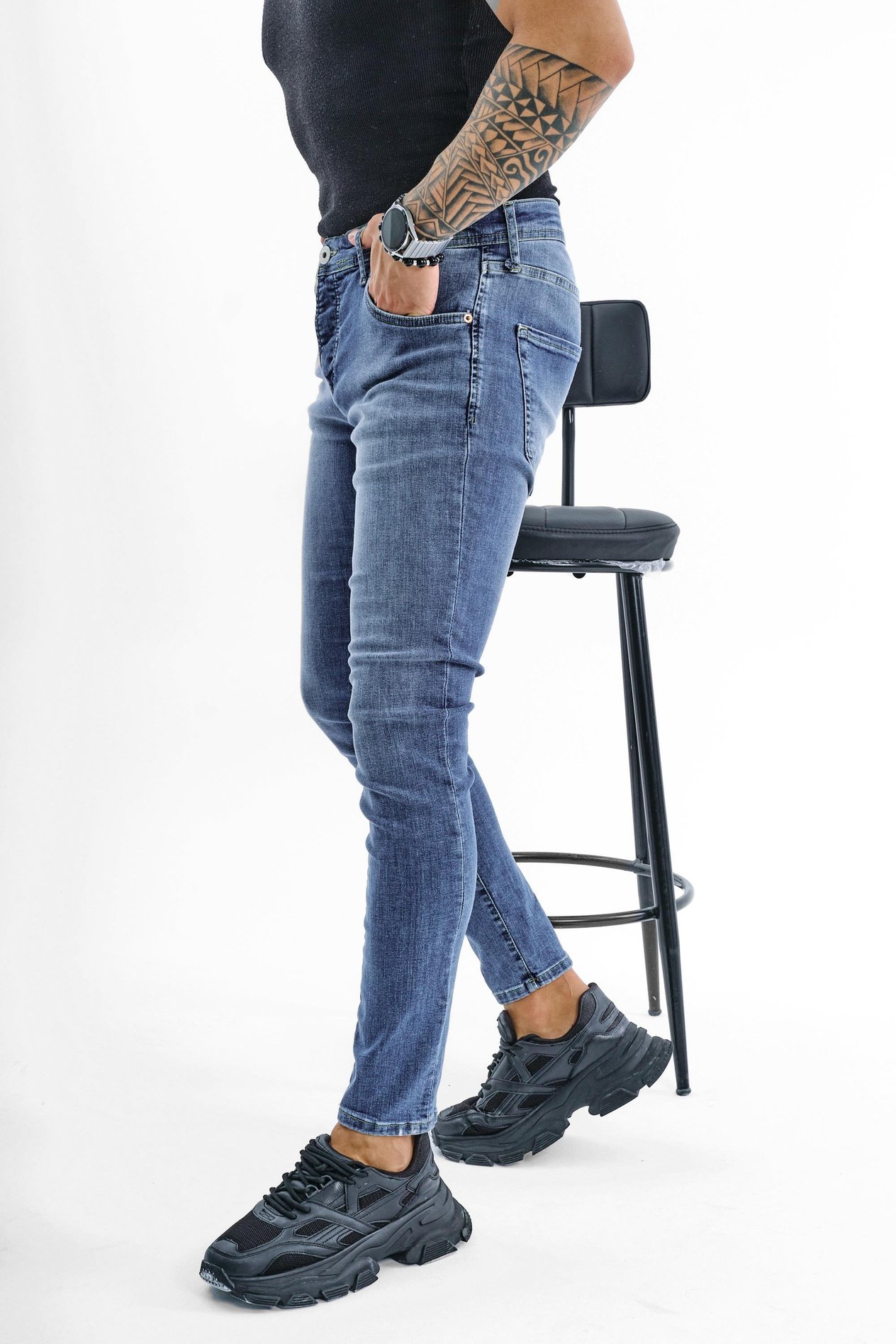 Narrow Skinny Jean Yıkamalı Mavi