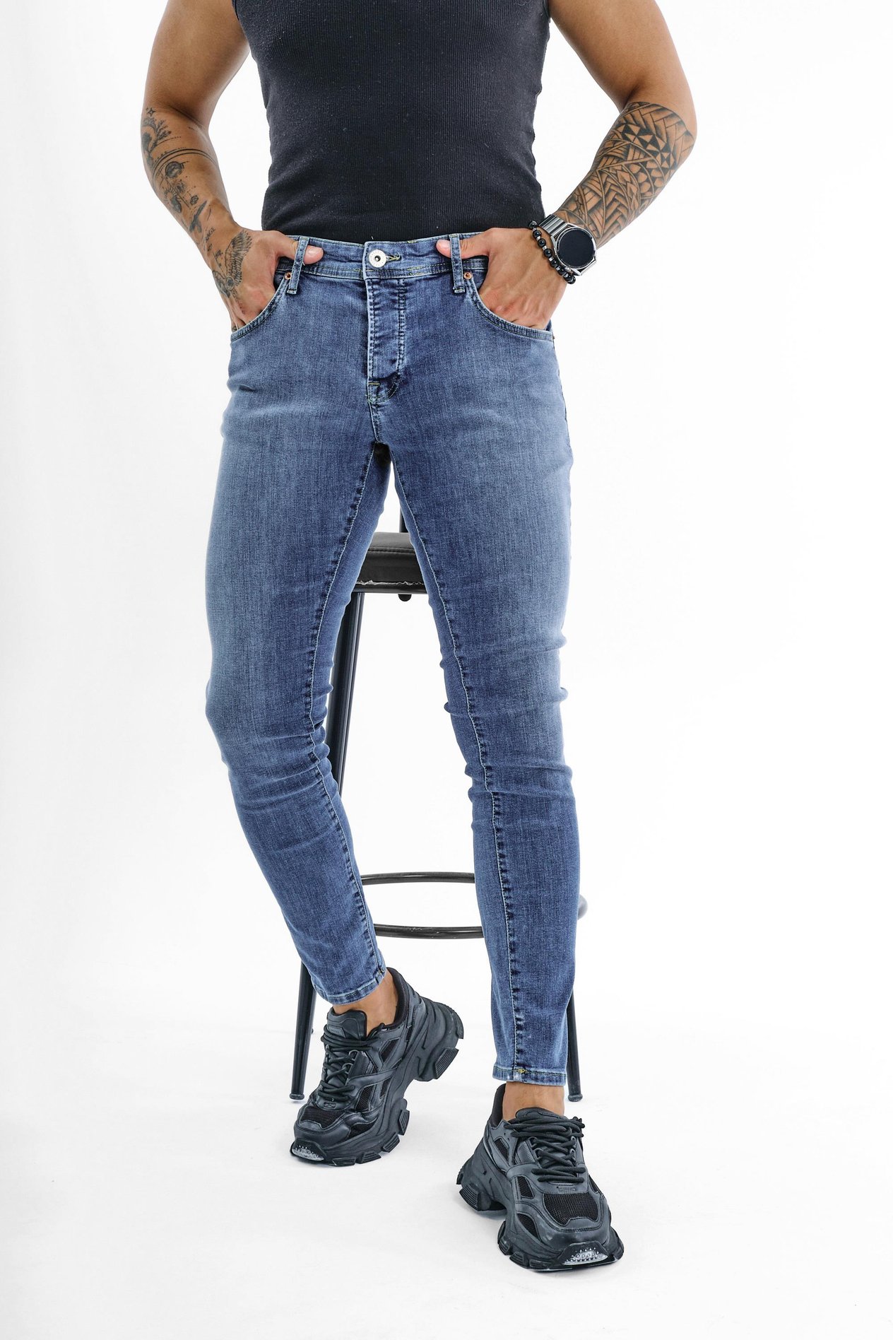 Narrow Skinny Jean Yıkamalı Mavi