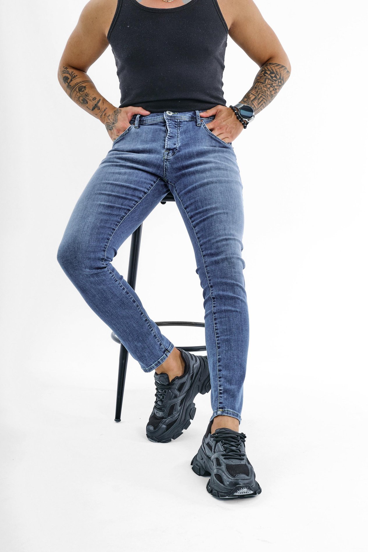 Narrow Skinny Jean Yıkamalı Mavi