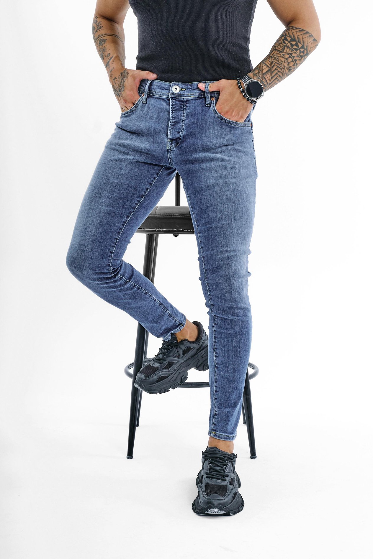 Narrow Skinny Jean Yıkamalı Mavi