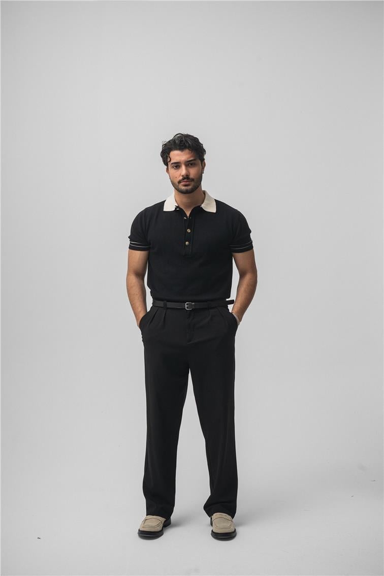Old Money Polo Yaka T-Shirt Siyah