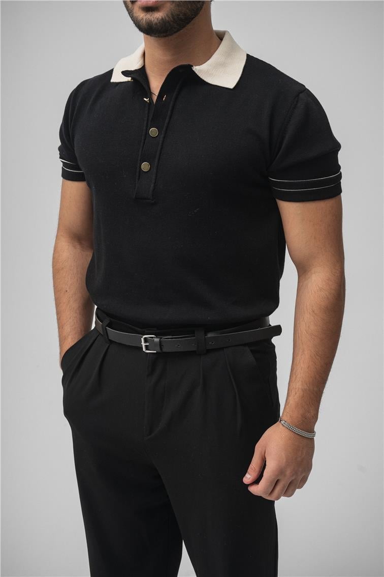 Old Money Polo Yaka T-Shirt Siyah
