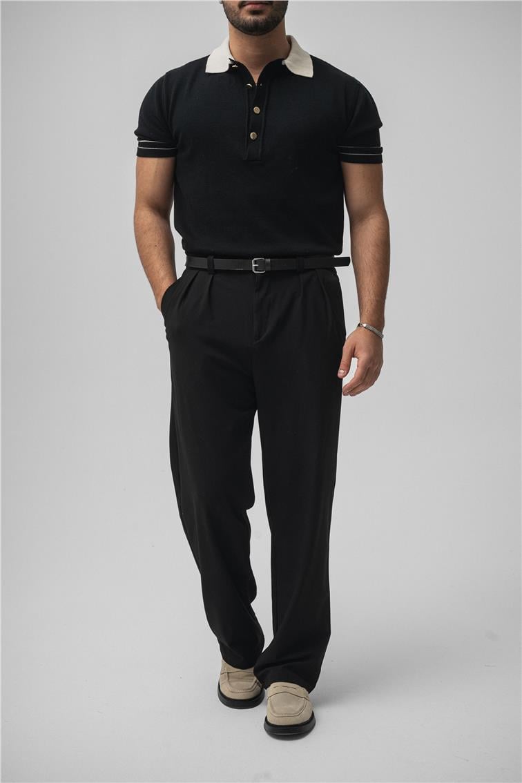 Old Money Polo Yaka T-Shirt Siyah