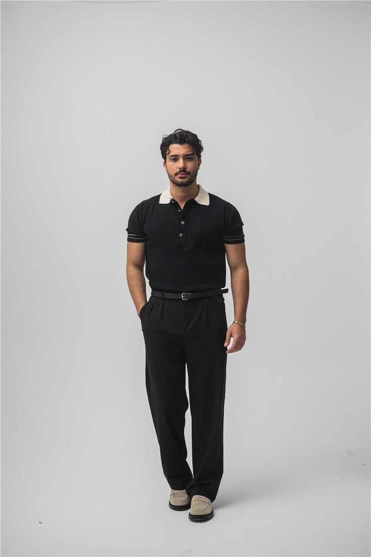Old Money Polo Yaka T-Shirt Siyah