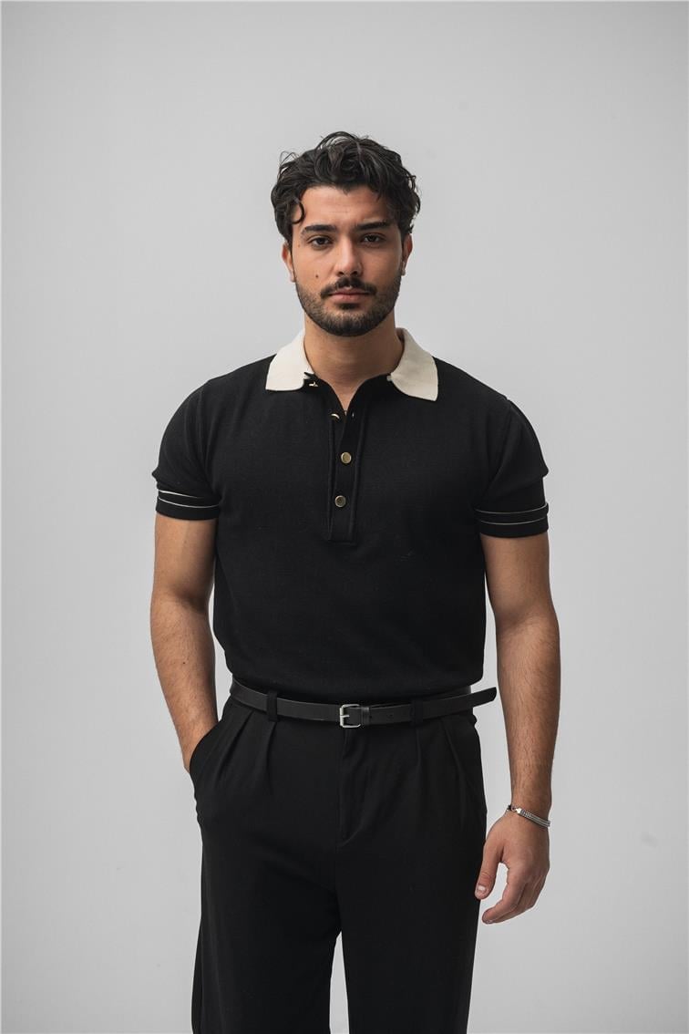 Old Money Polo Yaka T-Shirt Siyah