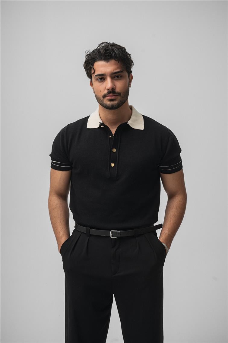 Old Money Polo Yaka T-Shirt Siyah