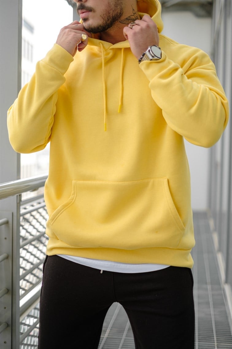 Oversize Basıc Kapüşonlu Sweatshirt