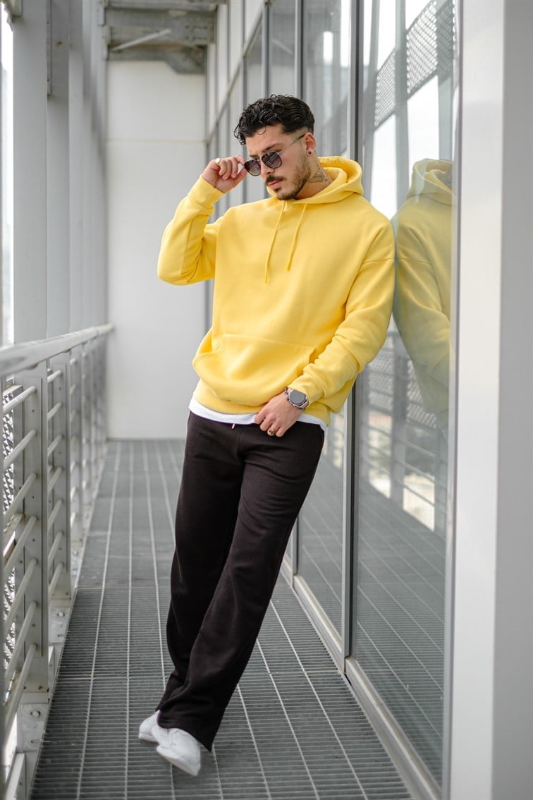 Oversize Basıc Kapüşonlu Sweatshirt
