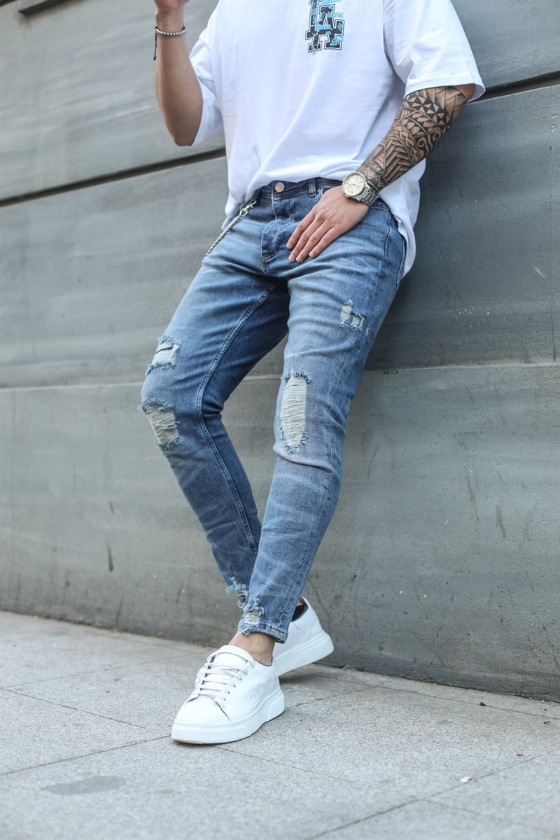 Paça Detaylı Yırtık Skinny