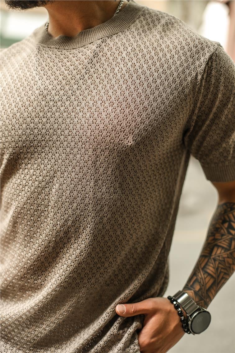 Papatya Detaylı Oversize T-Shirt Kahve