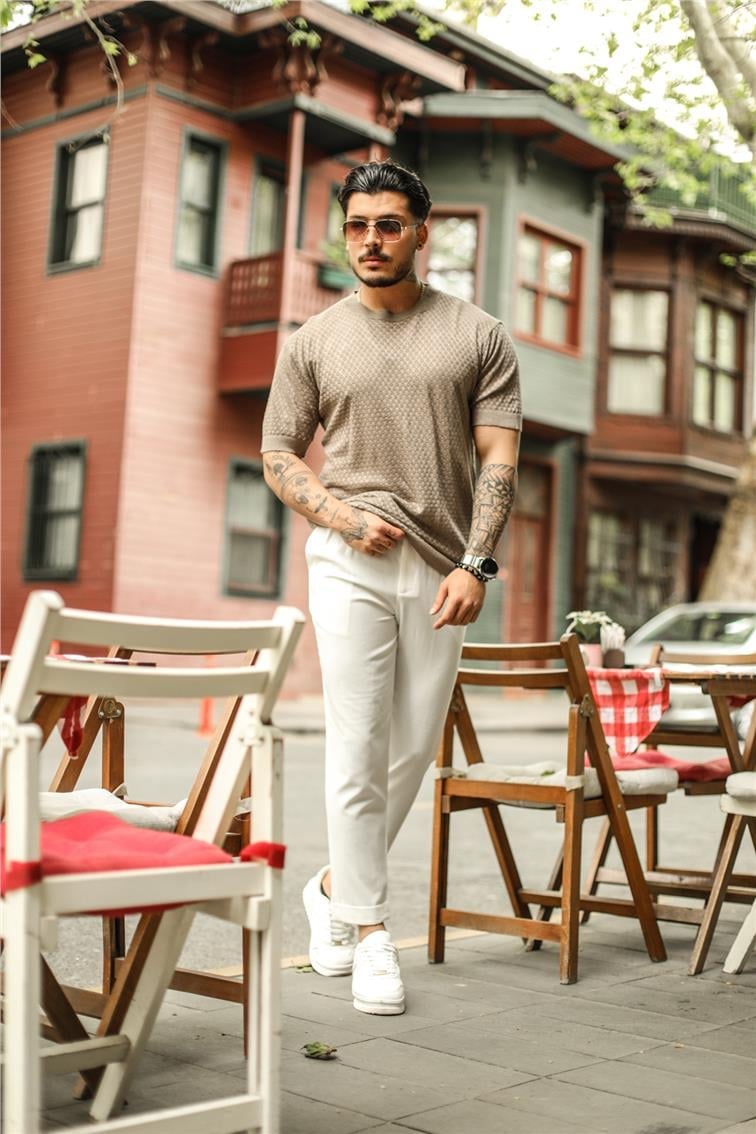 Papatya Detaylı Oversize T-Shirt Kahve