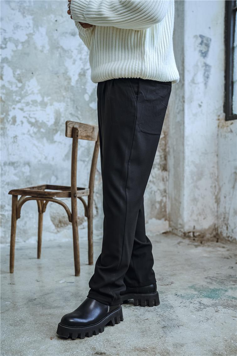 Pliseli Jogger Bel Pantolon Siyah