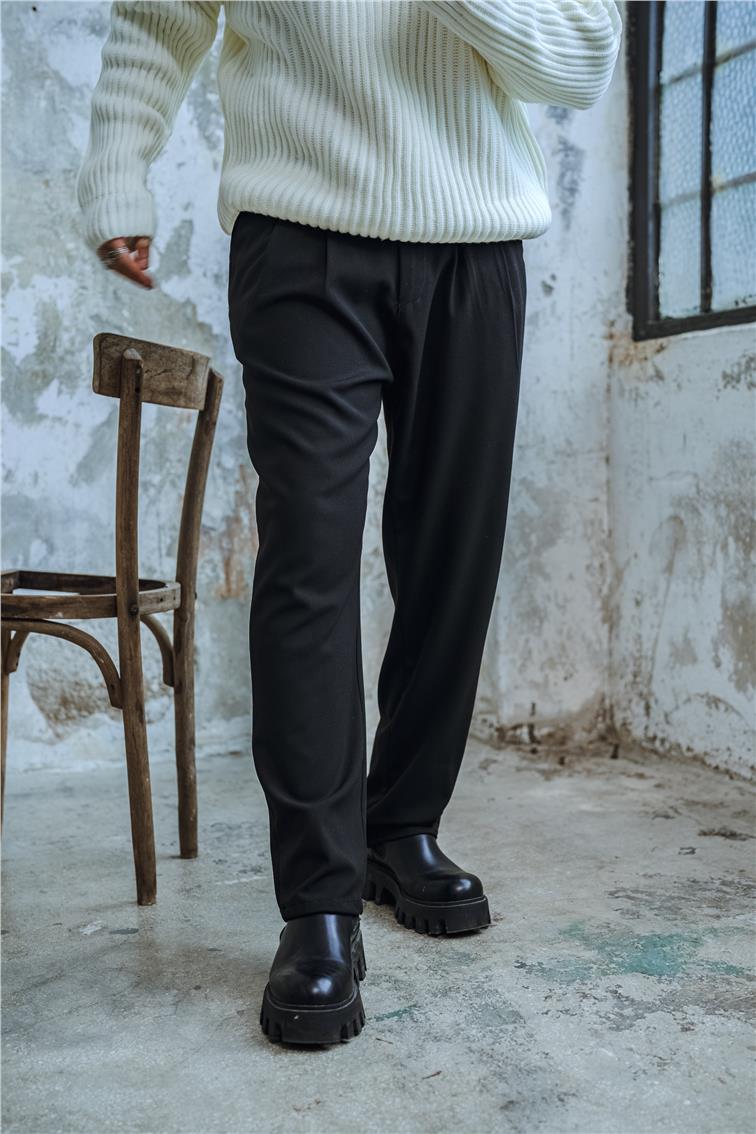 Pliseli Jogger Bel Pantolon Siyah