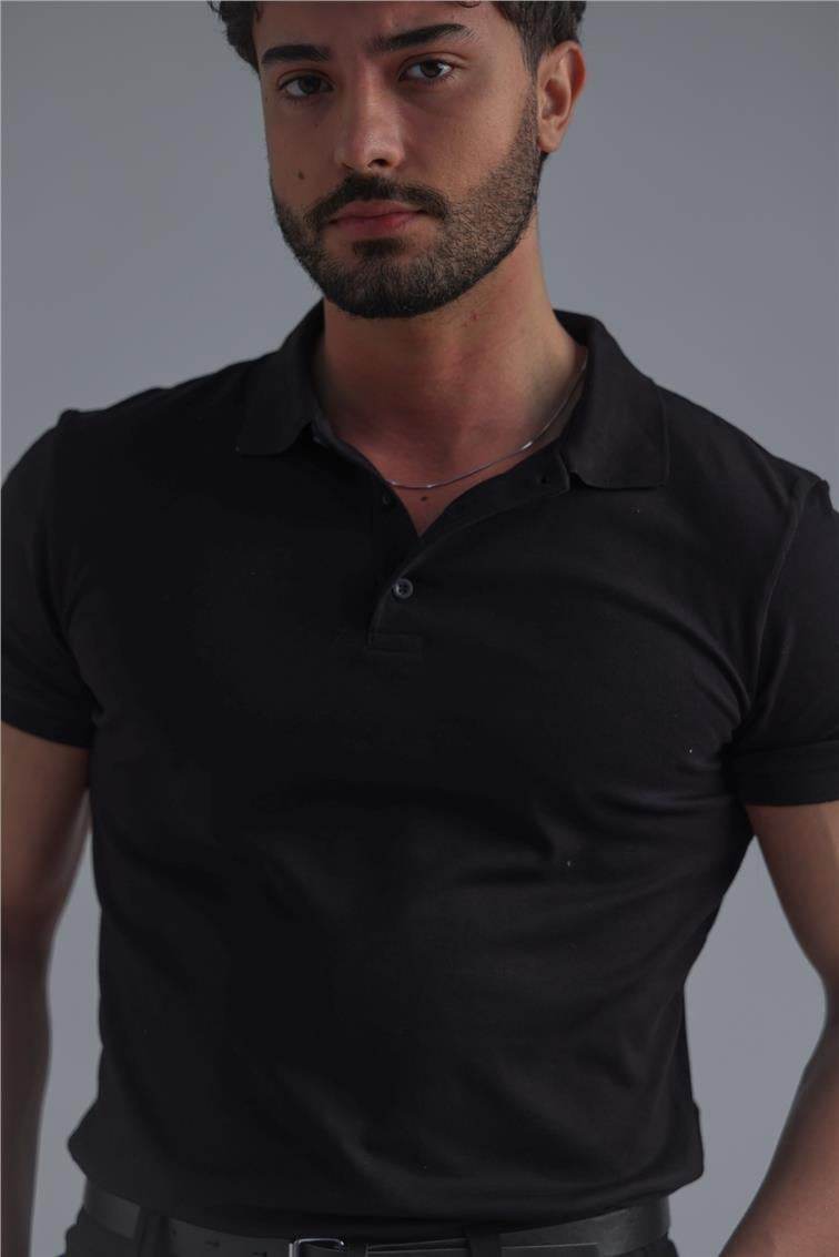 Polo Yaka T-Shirt Siyah