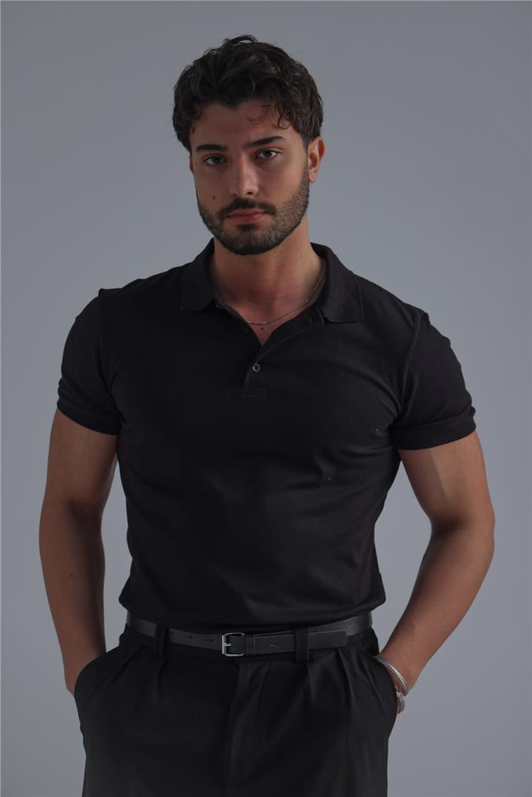 Polo Yaka T-Shirt Siyah