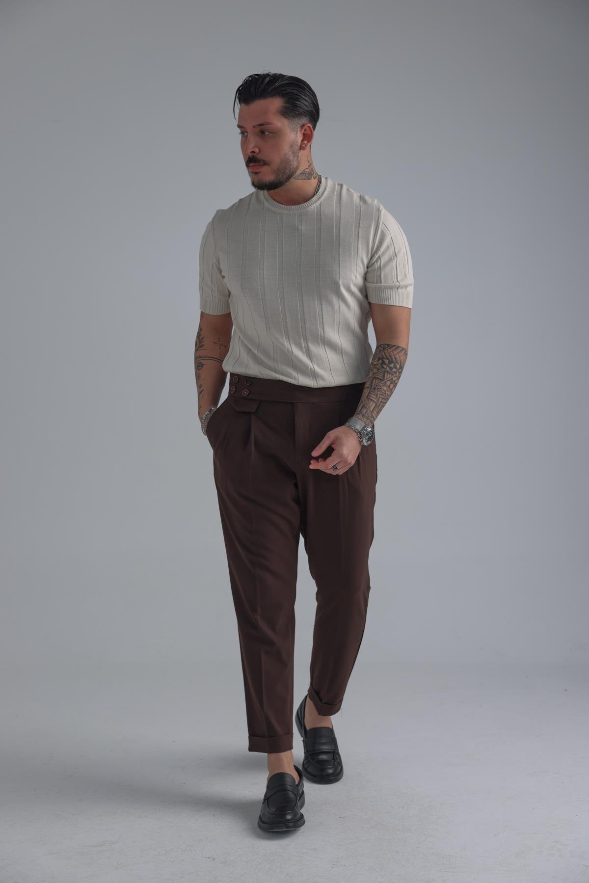 Relaxed Triko T-Shirt Krem