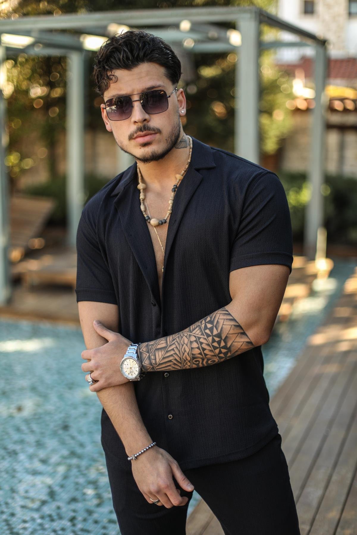 Slim Fit Pilili Kısa Kol Gömlek