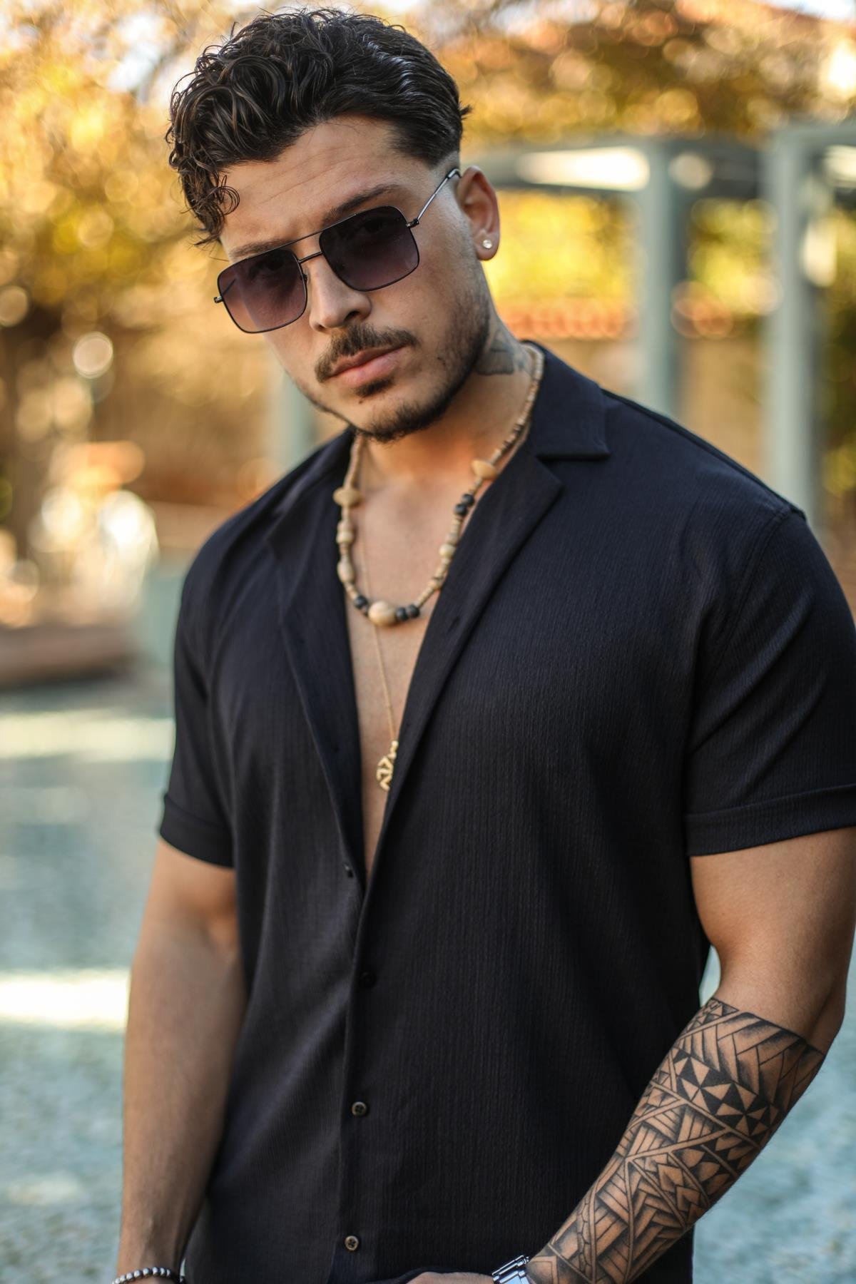 Slim Fit Pilili Kısa Kol Gömlek