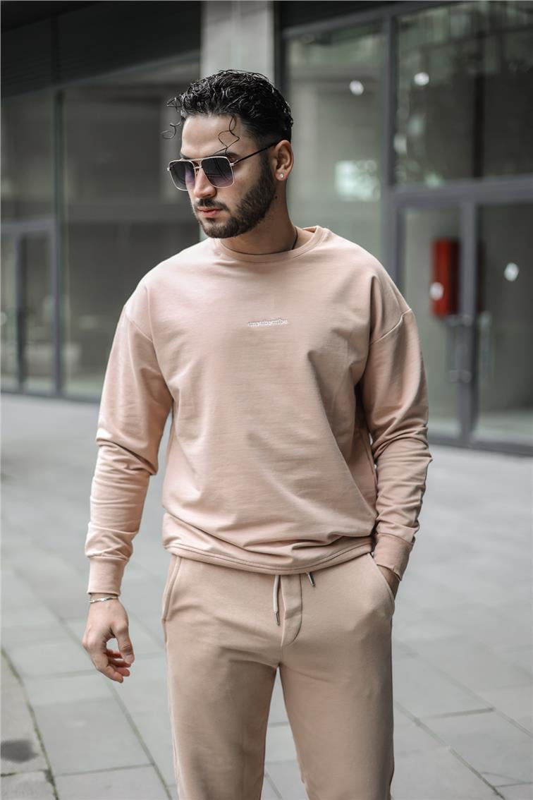UNSUBSCRİBE Baskılı Oversize Sweatshirt Camel