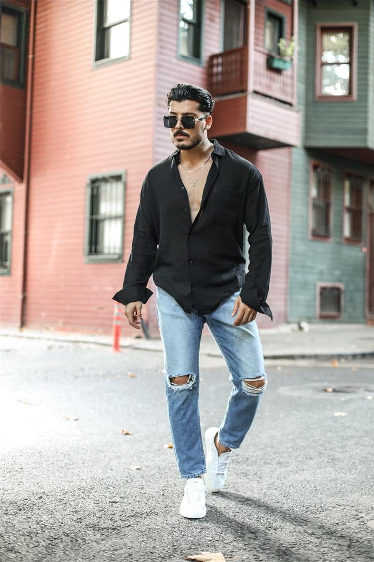 Vogar Dizi Yırtık Boyfriend Jean Yıkamalı Mavi
