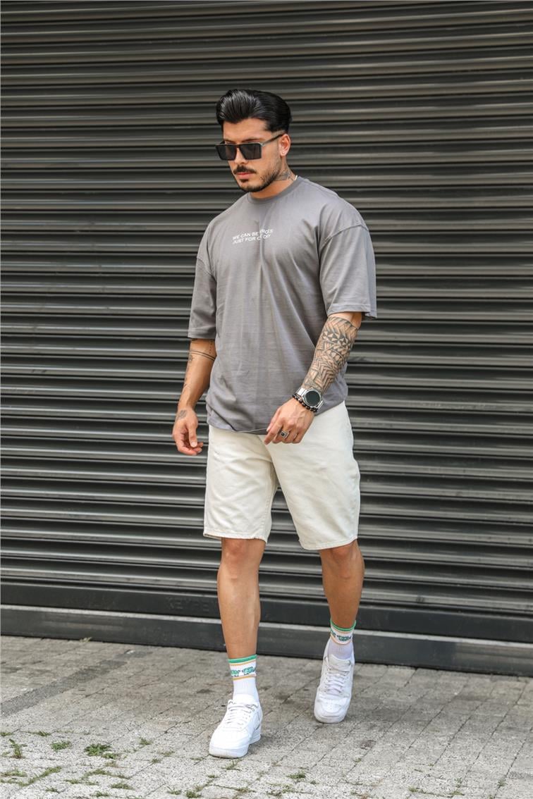 WE CAN BE HEROES Baskılı Oversize T-Shirt Antrasit
