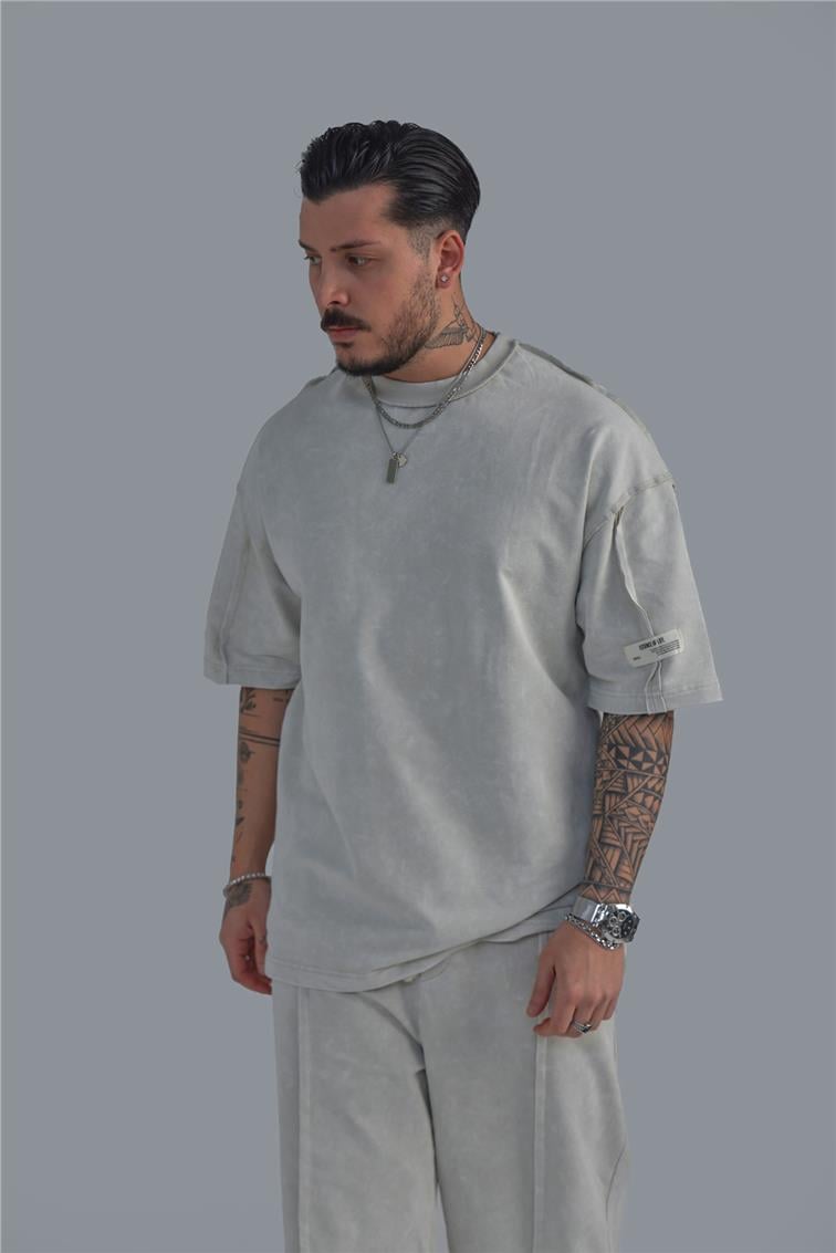 Yıkamalı Baggy Takım Yıkamalı Bej
