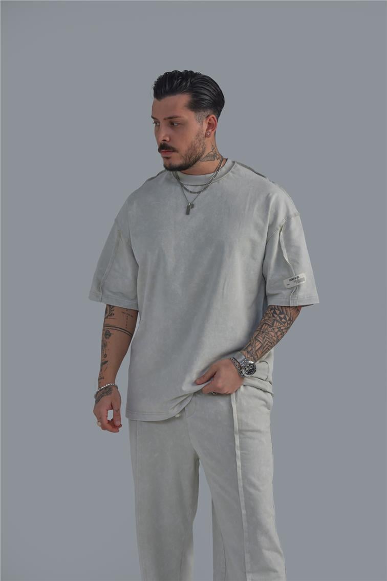 Yıkamalı Baggy Takım Yıkamalı Bej