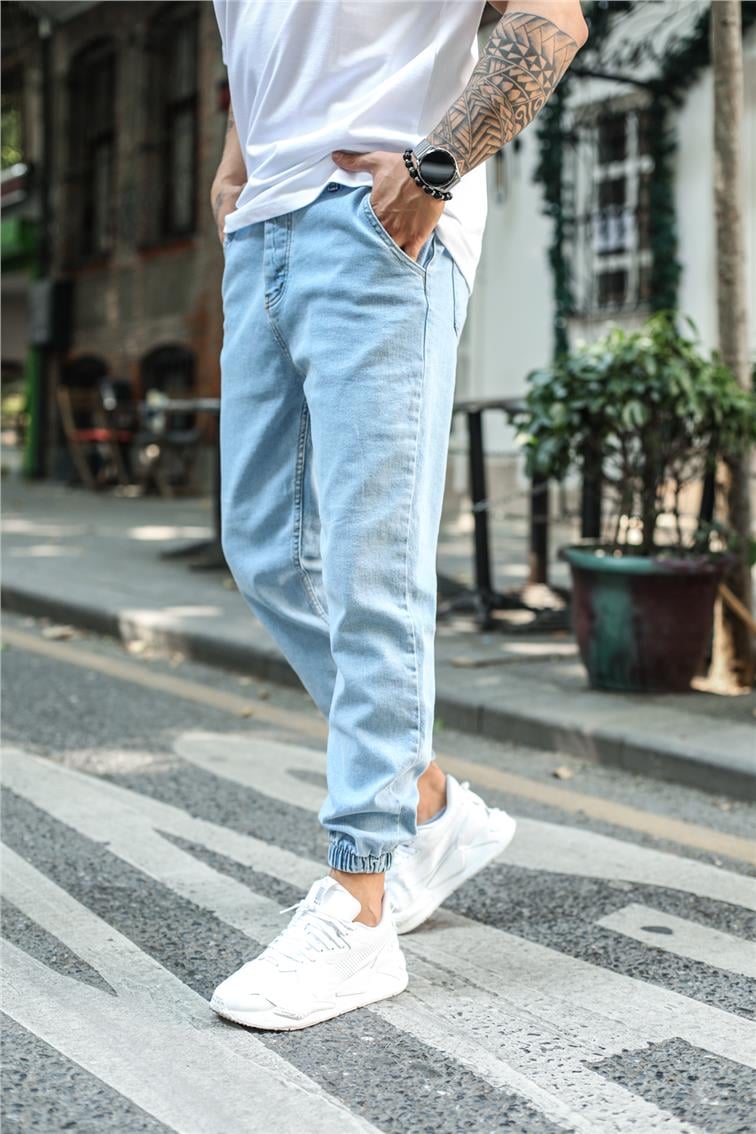 Yıkamalı Basic Jogger Jean Mavi