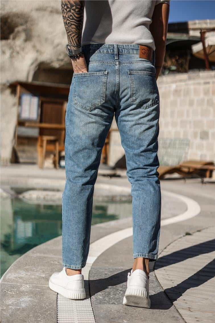 Yıkamalı Basic Mom Jean Mavi