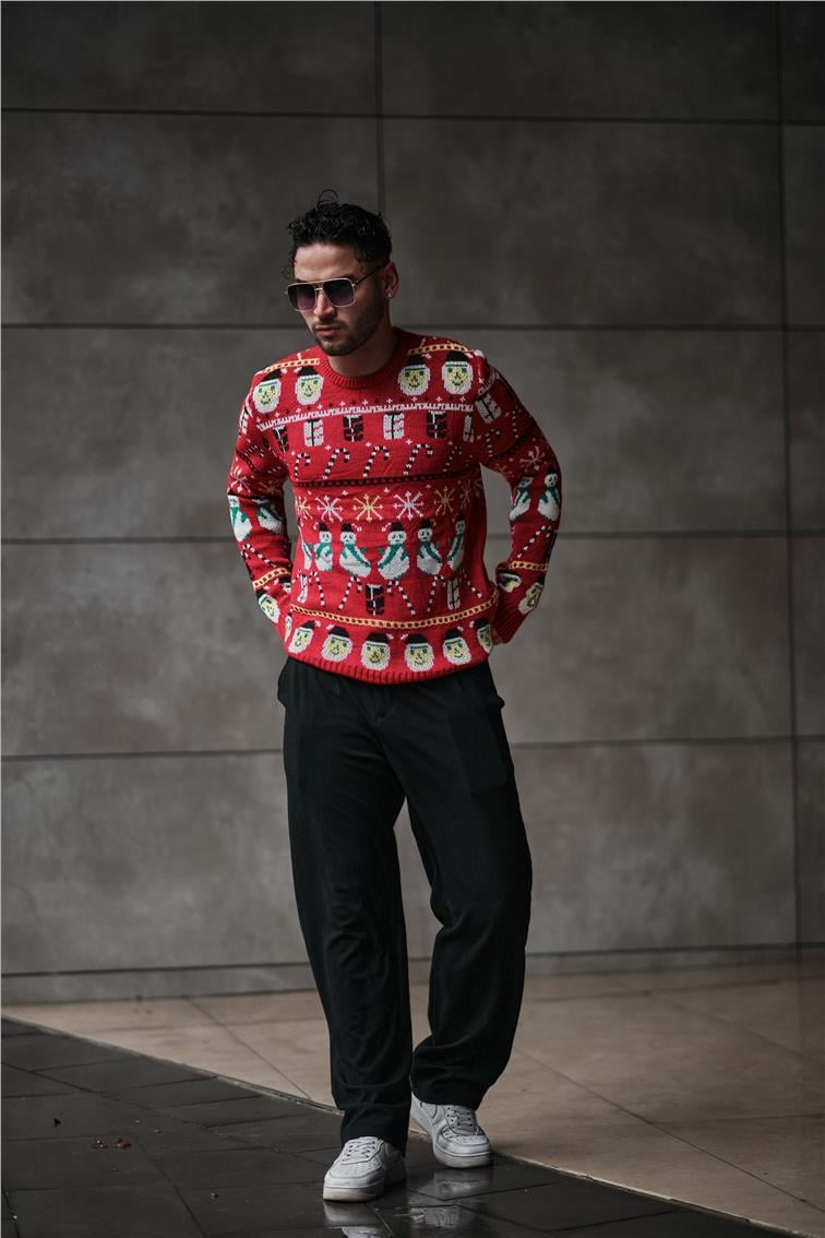 Yılbaşı Oversize Kazak Unisex Kırmızı