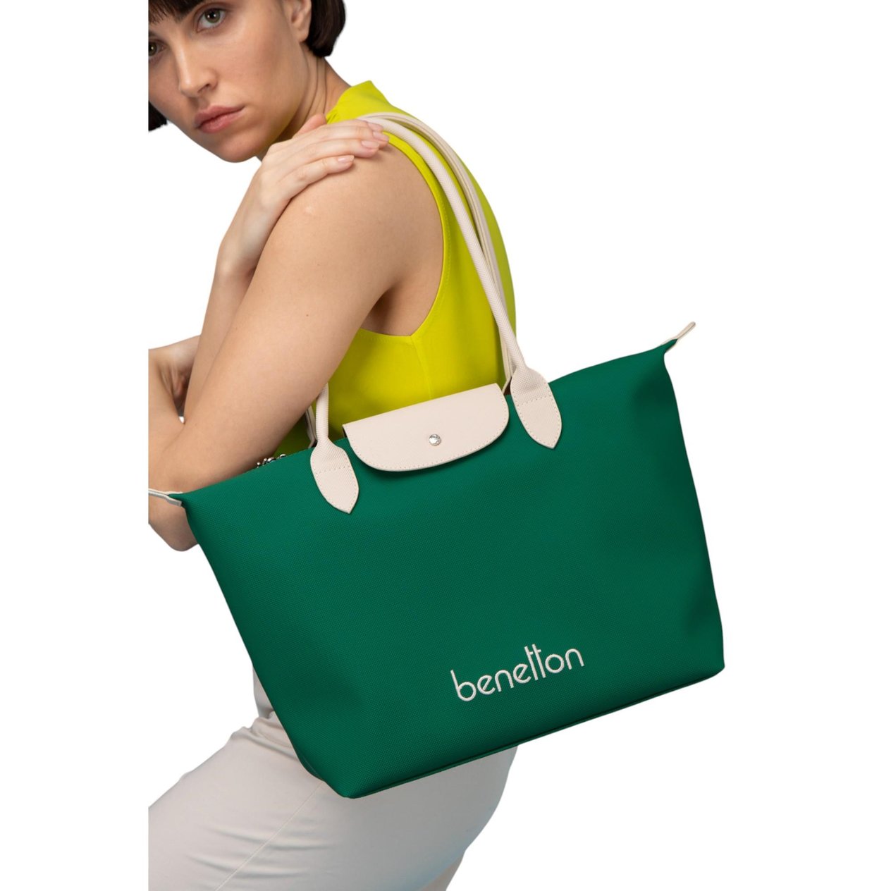 Benetton Bnt 1611 Kadın Kol Çantası Zümrüt Bej nehironline