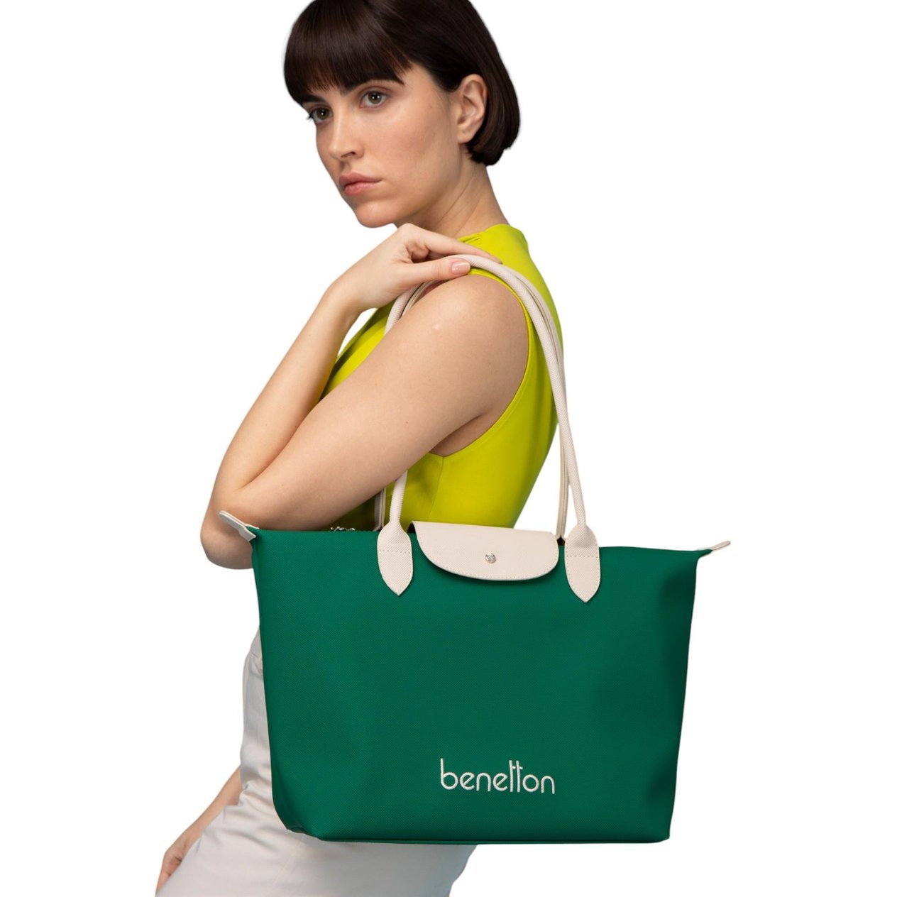 Benetton Bnt 1611 Kadın Kol Çantası Zümrüt Bej nehironline