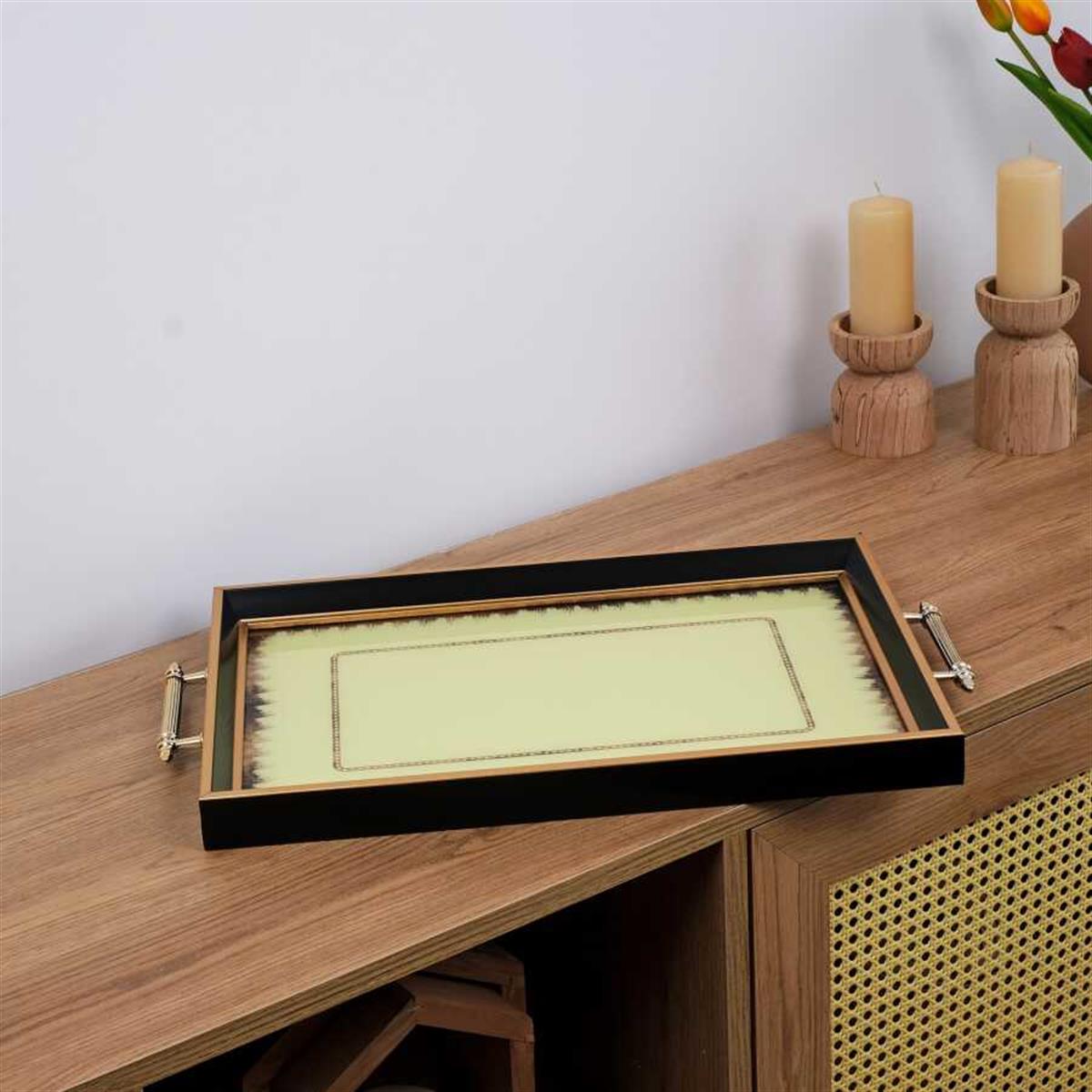 Glore A08-Latte 31×46cm Çerçeveli Tepsi