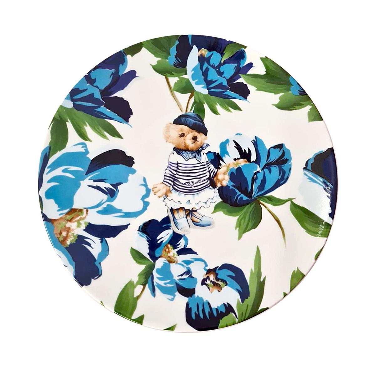 Vitelli Mavi Manolya Teddy Bear 25 Cm Porselen Tabak