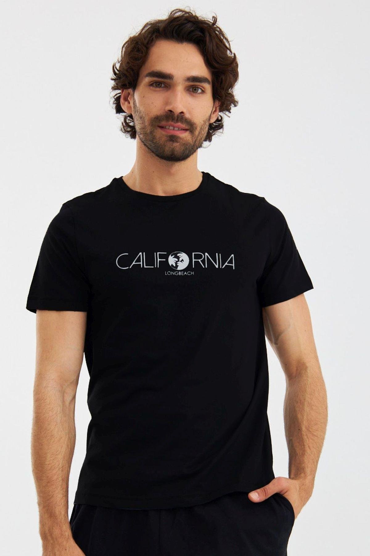 Calıfornıa erkek siyah T- Shirt