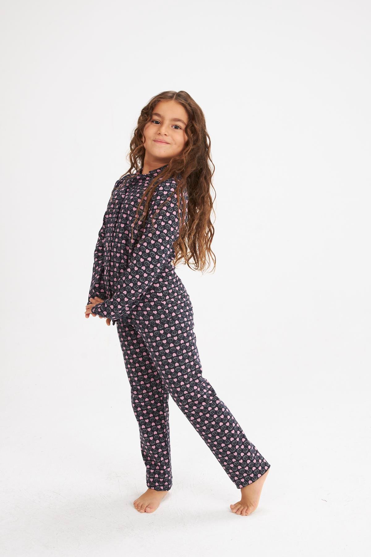 Catty Siyah Kız Çocuk Pijama Takımı
