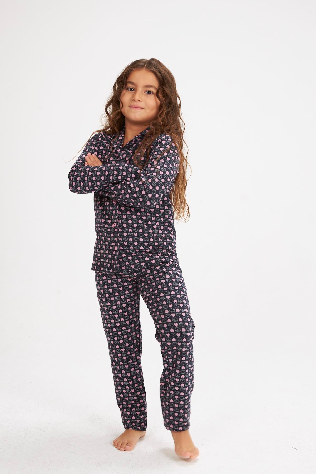 Catty Siyah Kız Çocuk Pijama Takımı