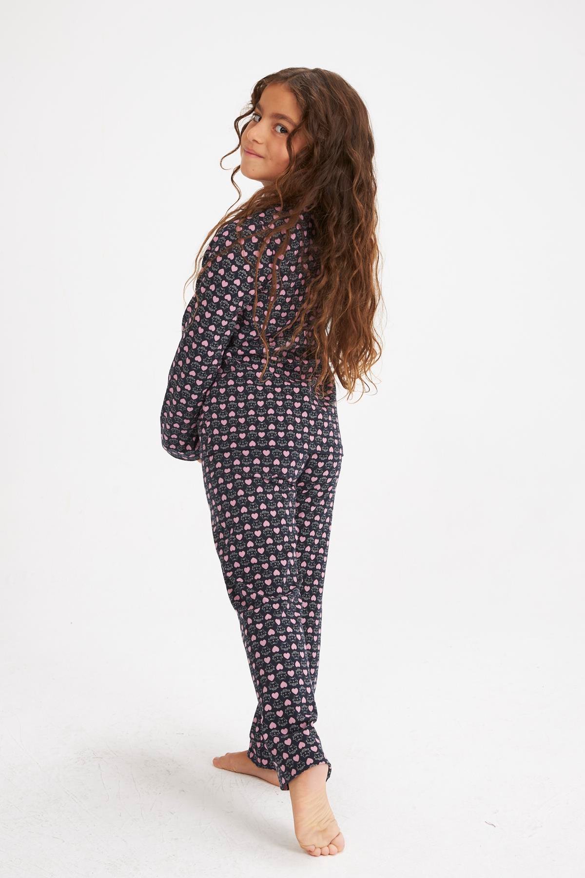 Catty Siyah Kız Çocuk Pijama Takımı