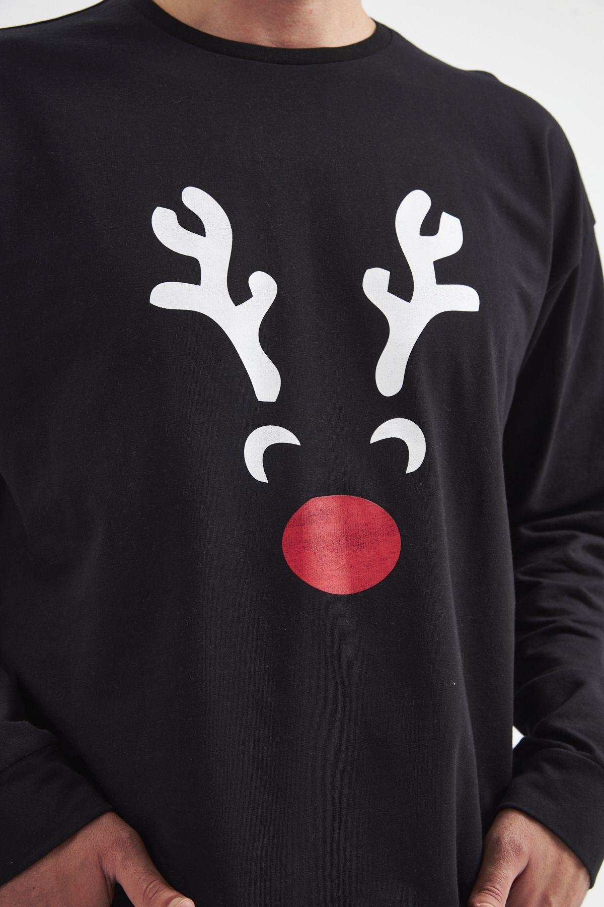 My deer yeni yıl temalı Aile Siyah Sweatshirt.Ayrı ayrı satılır ve fiyatlar farklıdır