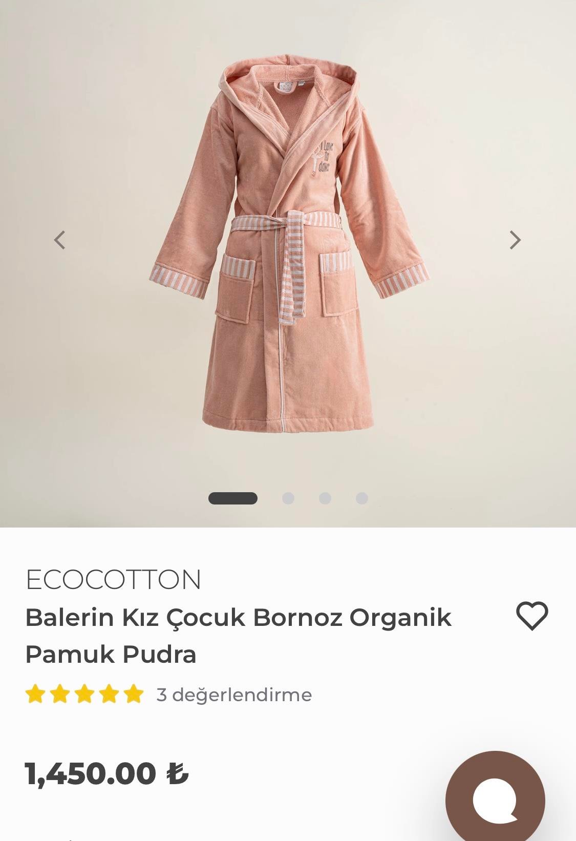 Organik Pamuk Kız Çocuk Bornoz Krem