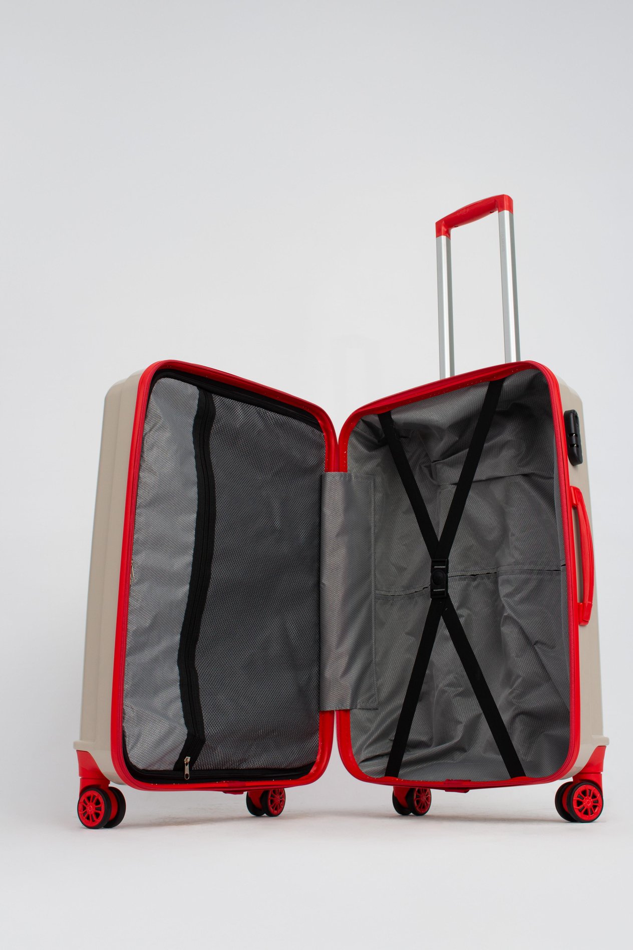 PP119 Bej-Red Valiz Büyük Boy