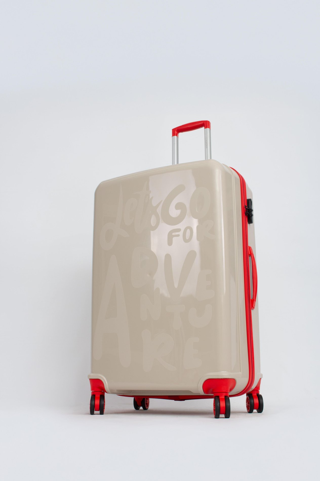 PP119 Bej-Red Valiz Büyük Boy