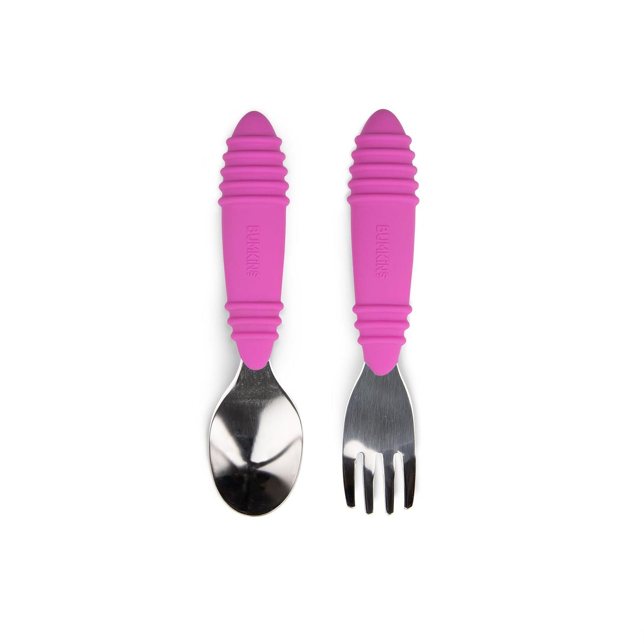 Bumkins Paslanmaz Çelik Çatal Kaşık Seti - Fuchsia
