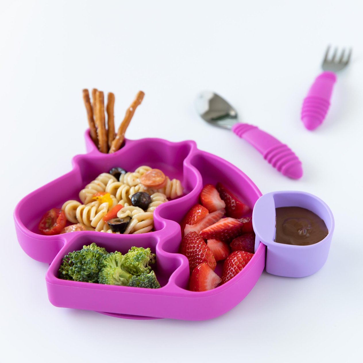 Bumkins Paslanmaz Çelik Çatal Kaşık Seti - Fuchsia