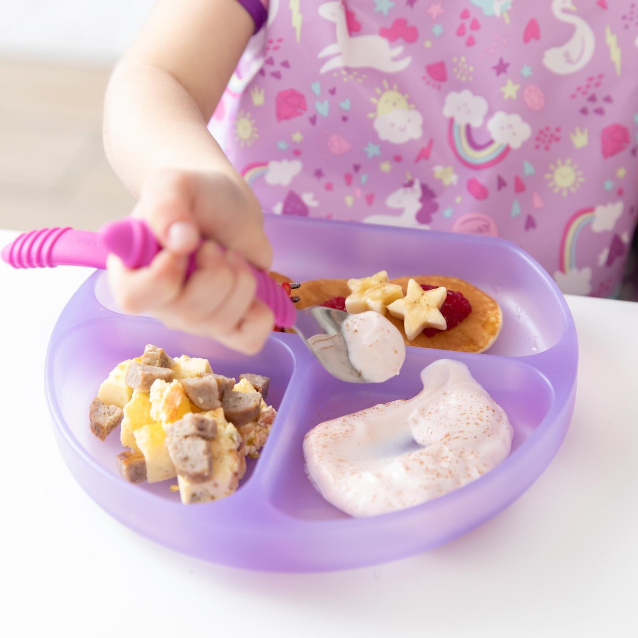 Bumkins Paslanmaz Çelik Çatal Kaşık Seti - Fuchsia