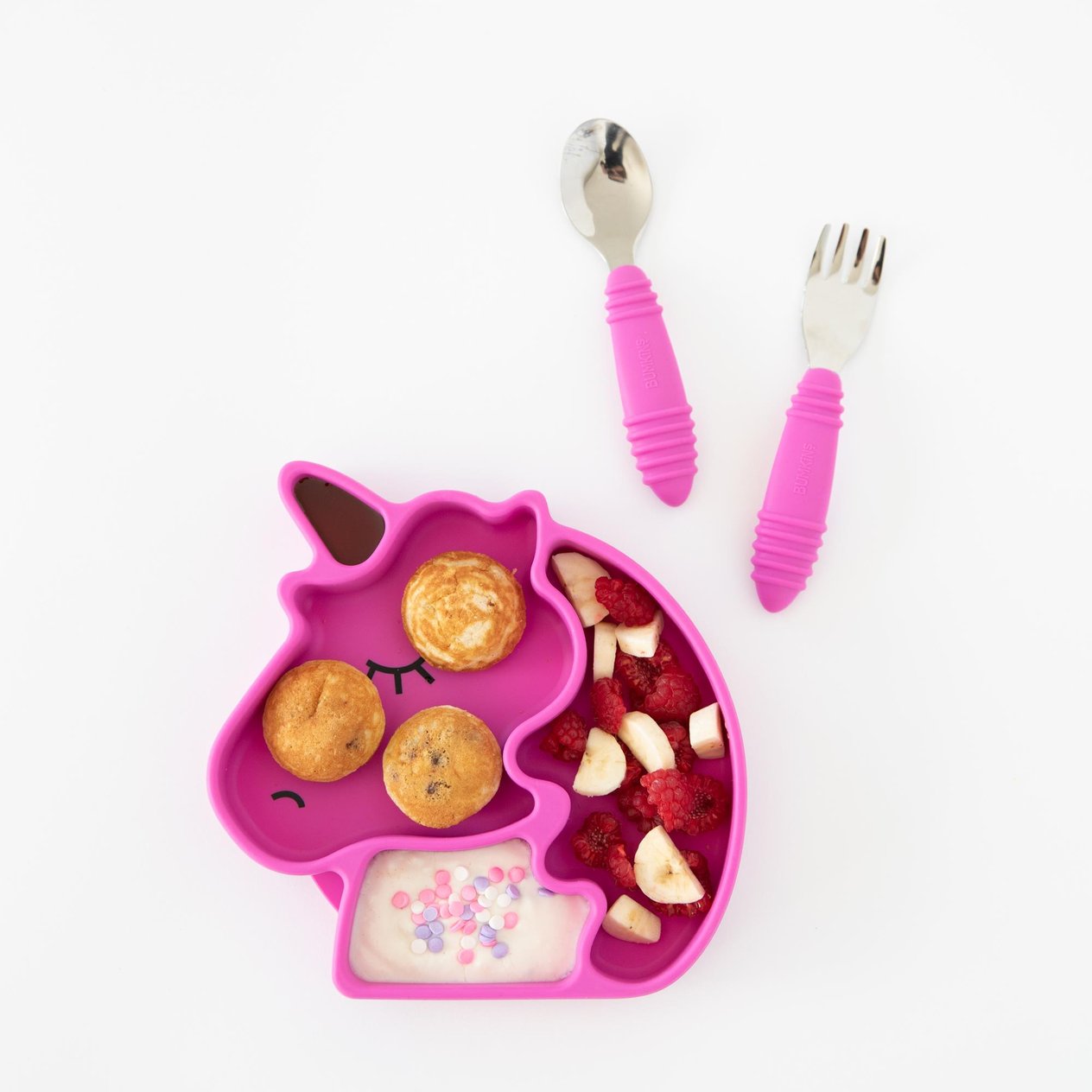 Bumkins Paslanmaz Çelik Çatal Kaşık Seti - Fuchsia