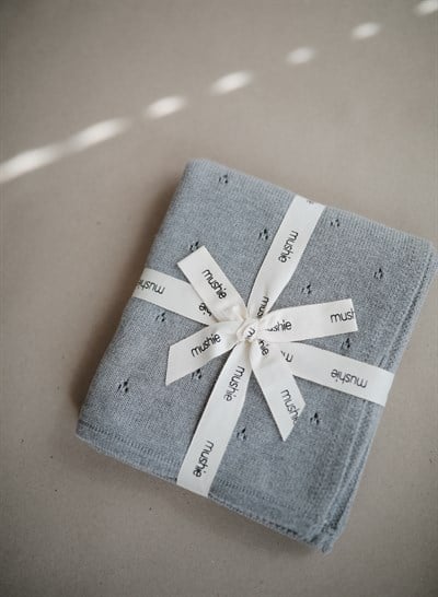 Mushie Organik Bebek Battaniyesi - Pointelle Gray Melange